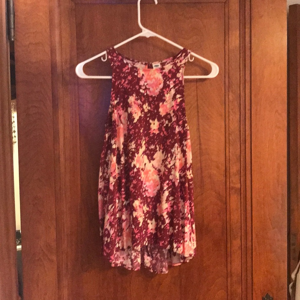 Burgundy and pink floral top